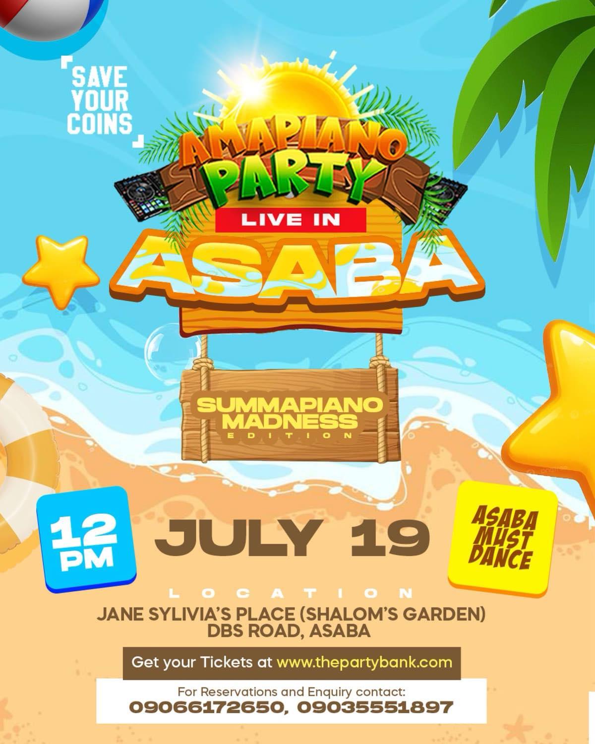 Summapiano Madness Party in Asaba, Delta on Sun, 19 Jul