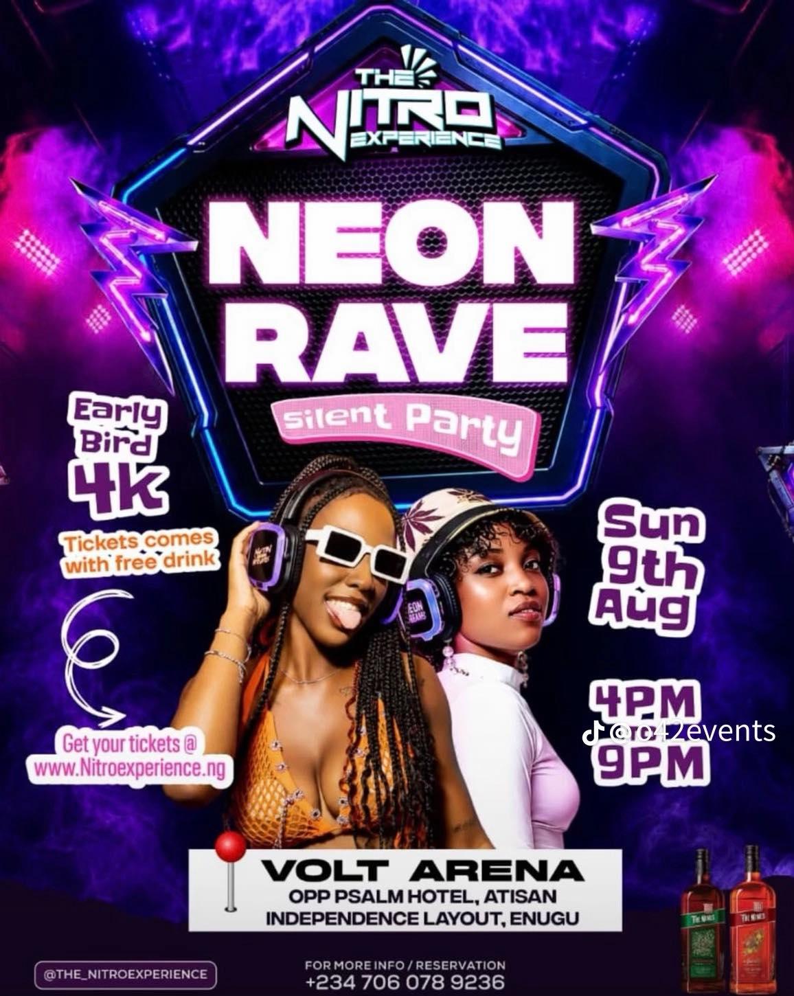 Neon Rave Silent Party in Enugu, Enugu on Sun, 9 Aug