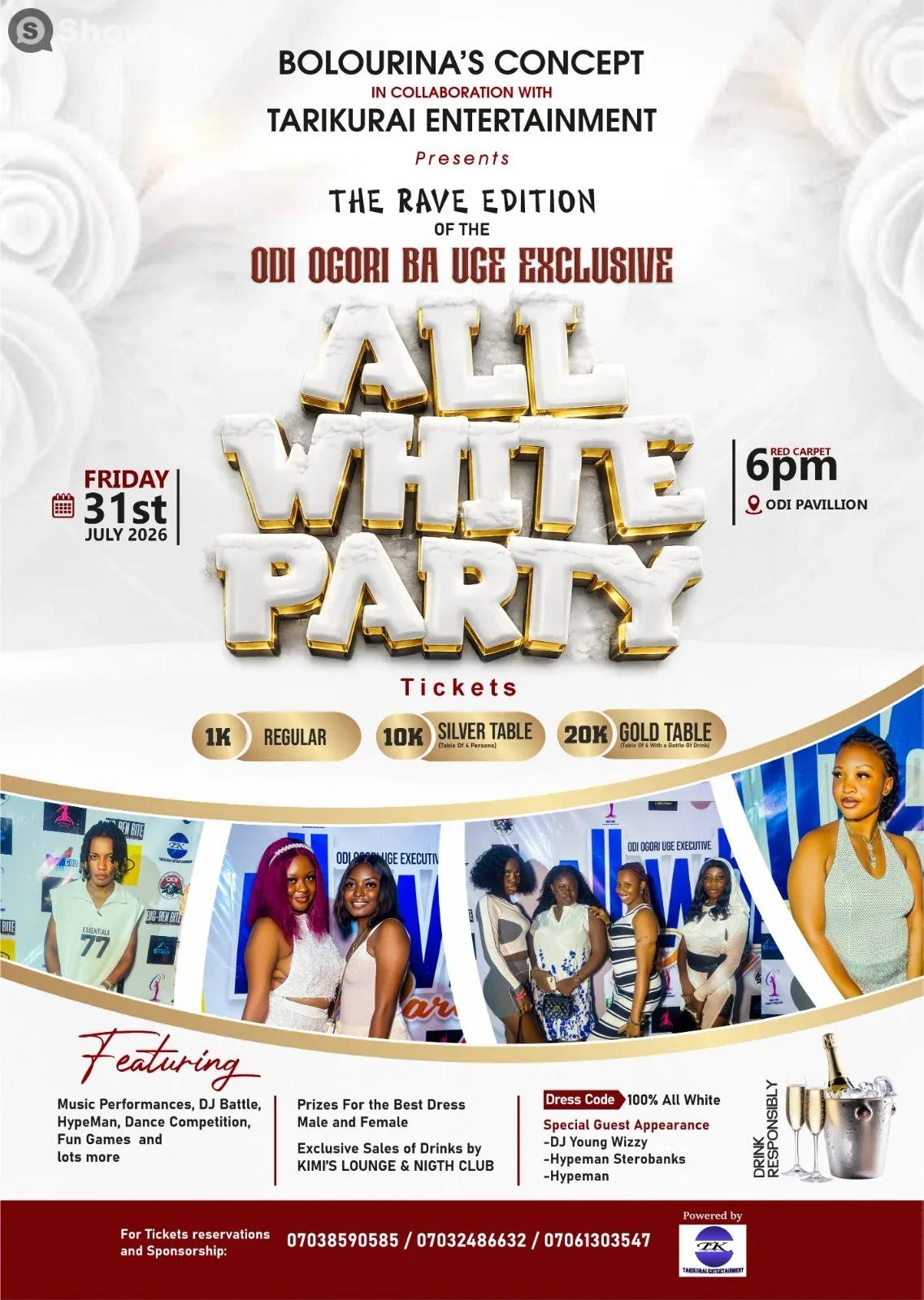 THE OGORI-BA-UGE EXCLUSIVE ALL THE WHITE PARTY in Yenagoa, Bayelsa on Mon, 27 Jul
